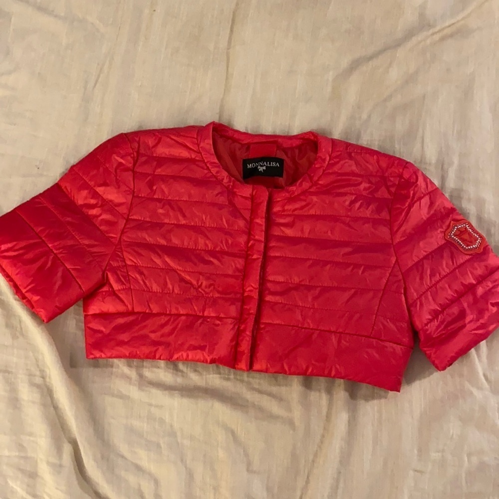 NEW Monnalisa Cropped Short Sleeve Puffer Coat
